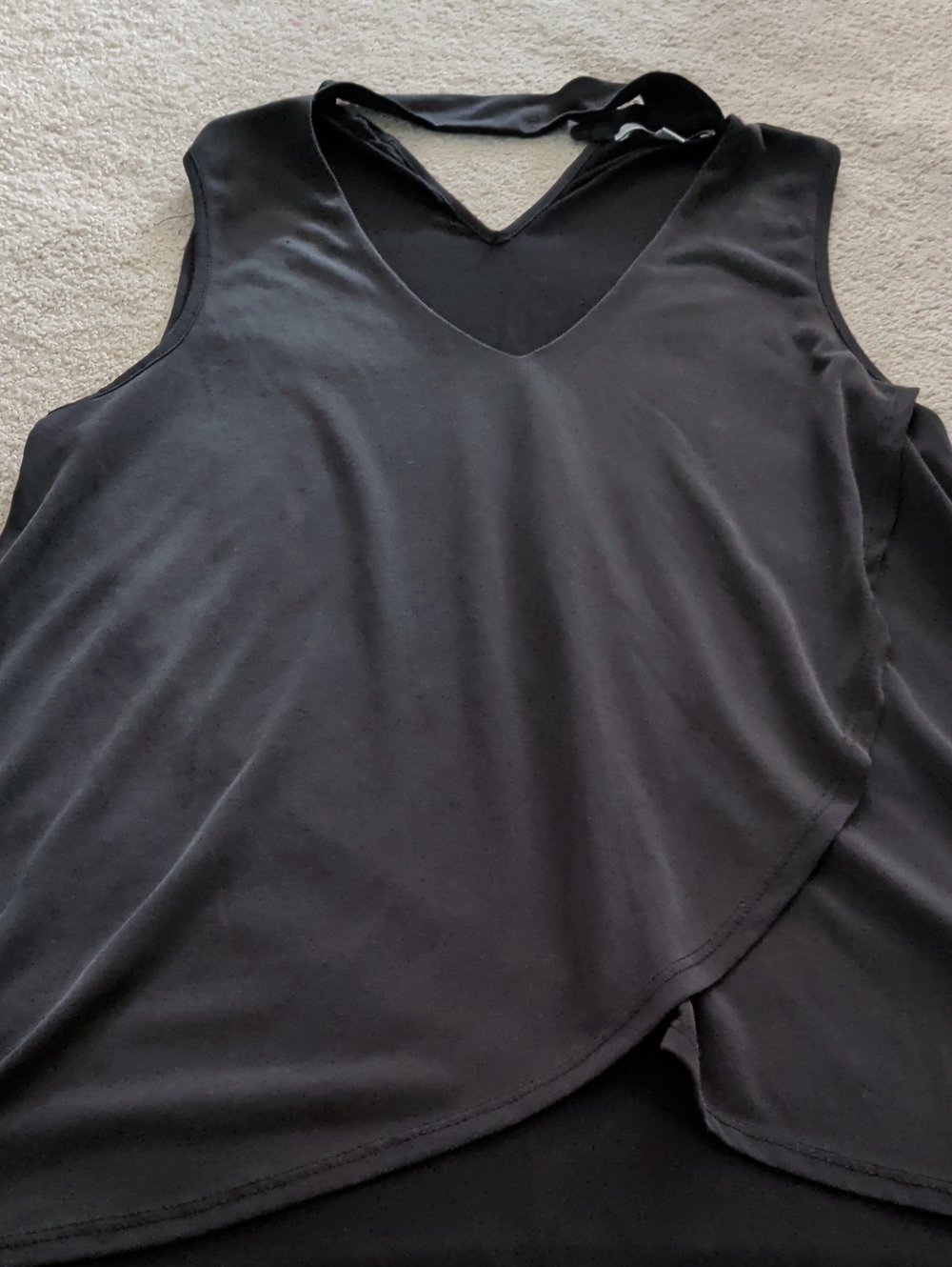 Black Envelope Black Sleeveless V-Neck Layered Tank